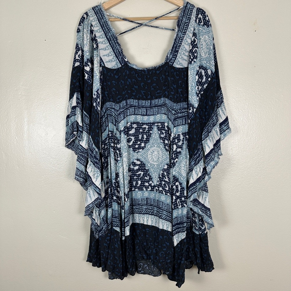 Free People Blue & Navy Printed Mini Dress - Picture 3 of 9